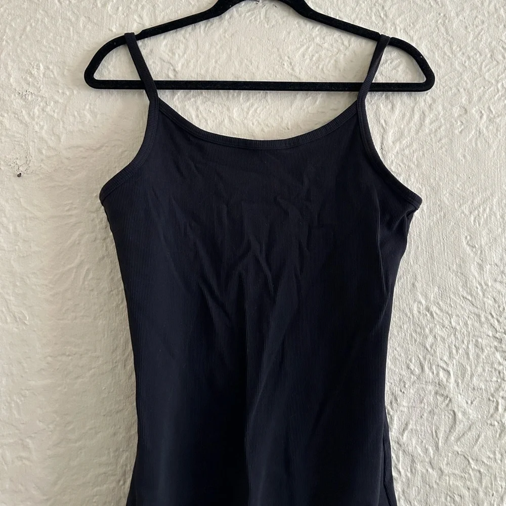 Aritzia TNA Black Ribbed Seamless Active Romper XL